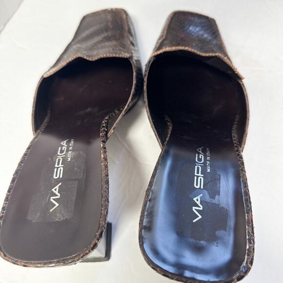 Via Spiga Snake Embossed Mule Heels Size 9.5M - Picture 4 of 10